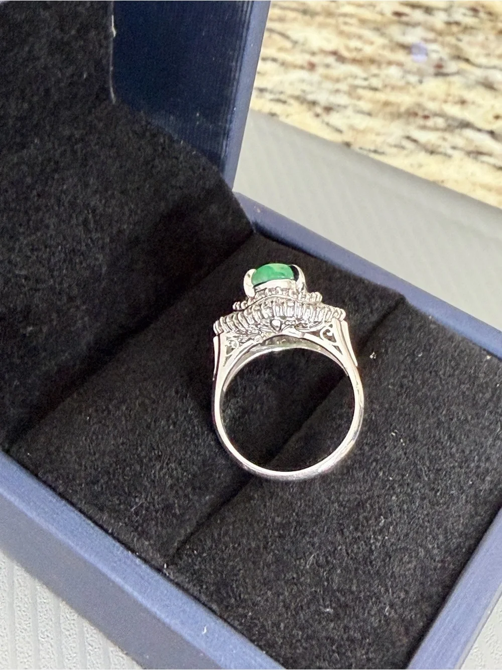 Natural Jade and natural diamonds Ring - Women Jewelry